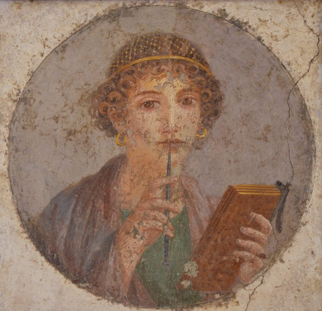 Woman with Stylus Pompeii fresco for contemplative writing blog post