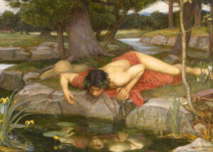 Echo and Narcissus (detail) (1903) by John William Waterhouse for descent blog post