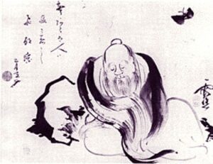 Zhuangzi dreaming of a butterfly (or a butterfly dreaming of Zhuangzi) by Ike no Taiga for Mysterious blog post